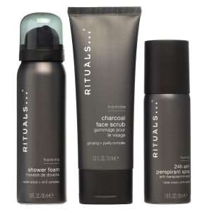Rituals Homme Trial Set - Shower Foam 50ml/24h Anti-Perspirant Spray 50ml/Charcoal Face Scrub 70ml